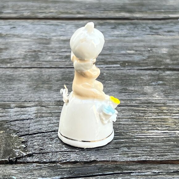 Vintage Porcelain Christmas Angel Bell Music Flowers Ornament 3” tall - Picture 5 of 8